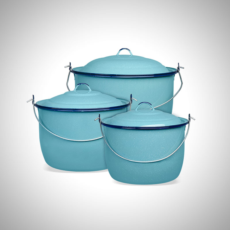 Olla convexa de peltre con tapa