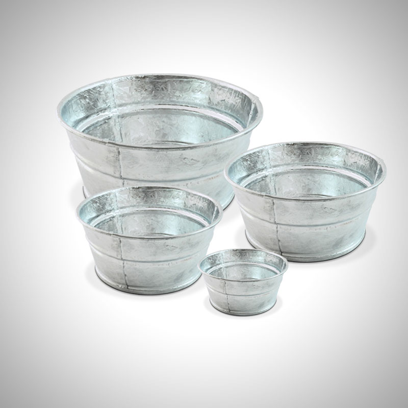 Tina galvanizada sin asa