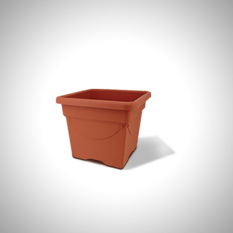 Maceta cuadrada de plástico naranja
